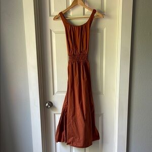 Max + Ash Elegant Rust Cotton Dress